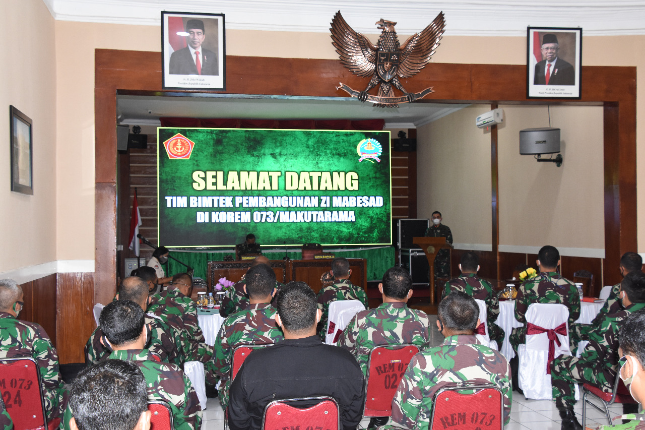 Prajurit Korem 073/MKT Terima Bimbingan Teknis Pembangunan Zona Integritas Dari Mabesad